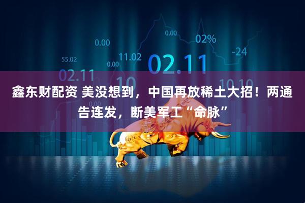 鑫东财配资 美没想到，中国再放稀土大招！两通告连发，断美军工“命脉”